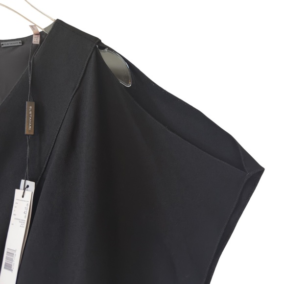 ELIE TAHARI 'Lourdes'~Black Crepe V-Neck Cold Shoulder Party Dress size 6 NEW - Picture 4 of 13
